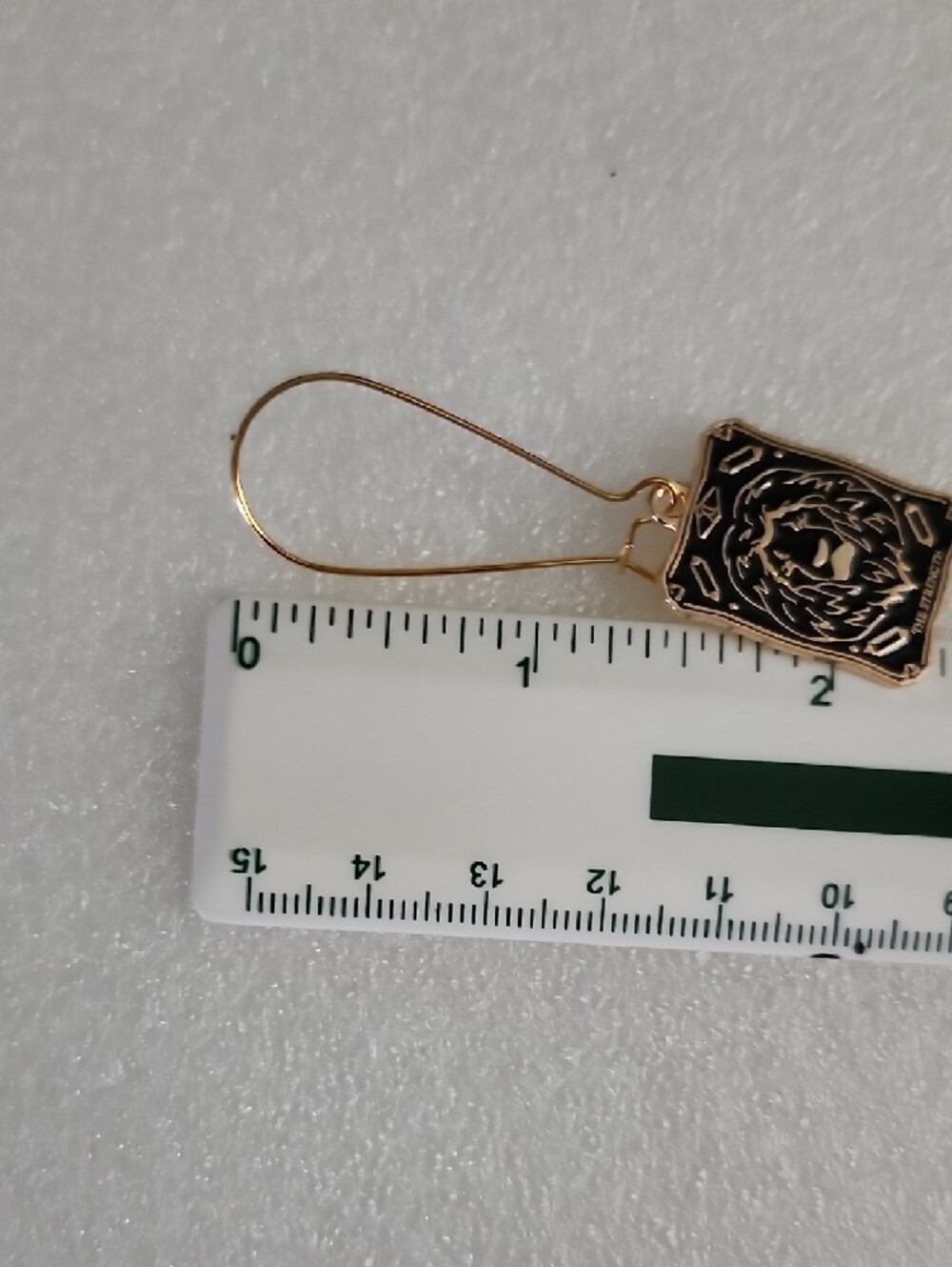 Hand Crafted Gold and Black Lion Strength Tarot Drop Earrings - Picture 3 of 3
